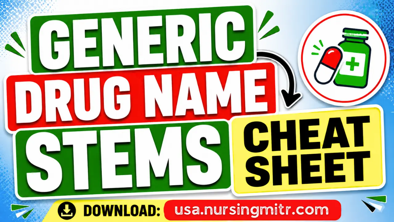 Read more about the article Generic Drug Name Stems Cheat Sheet: 100+ Common Drug Suffixes Every Nursing Student Should Know